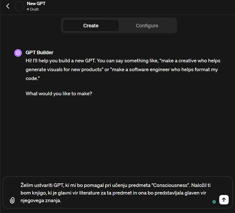 Na začetku razložimo namen GPT-ja.